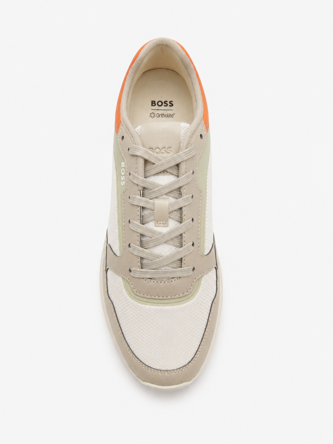 Basket parkour boss beige et orange homme vue de dessus